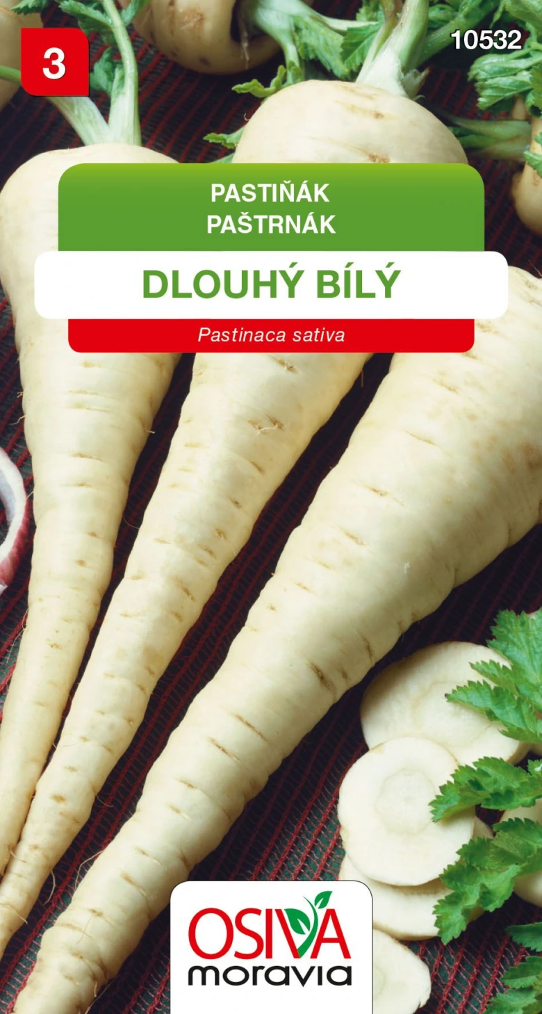 Bílé pastiňáky s listy na tmavém podkladu.