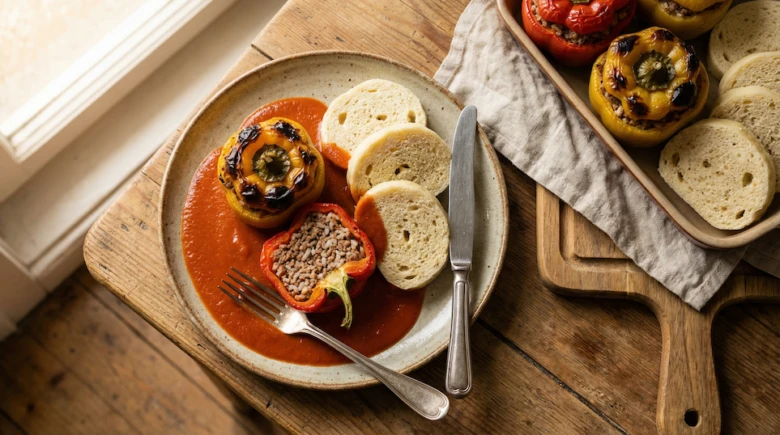 Stuffed peppers with tomato sauce