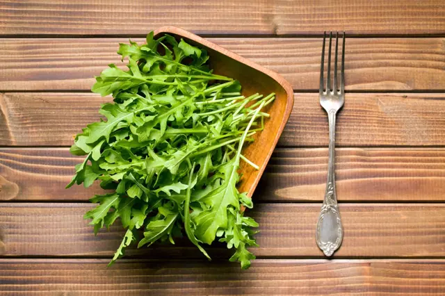 Fresh arugula leaves in bowl