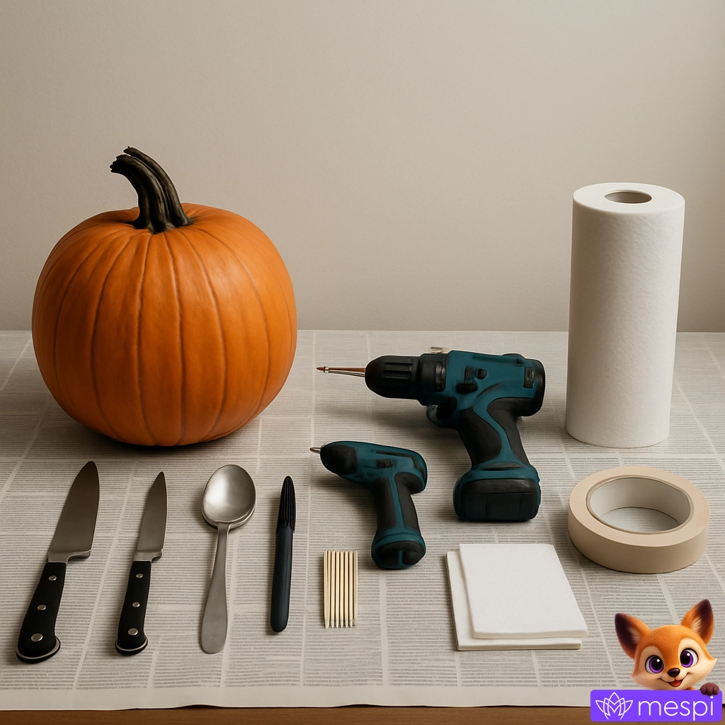 Dýně s nástroji na vyřezávání pro dekoraci na Halloweena