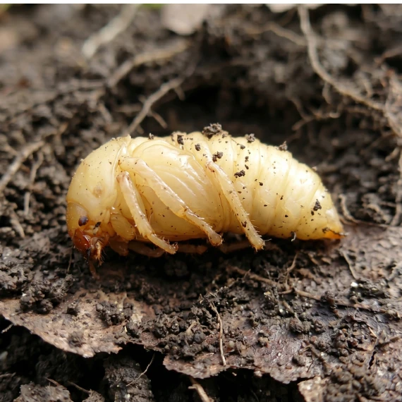 Larva chrousta japonského v zemi